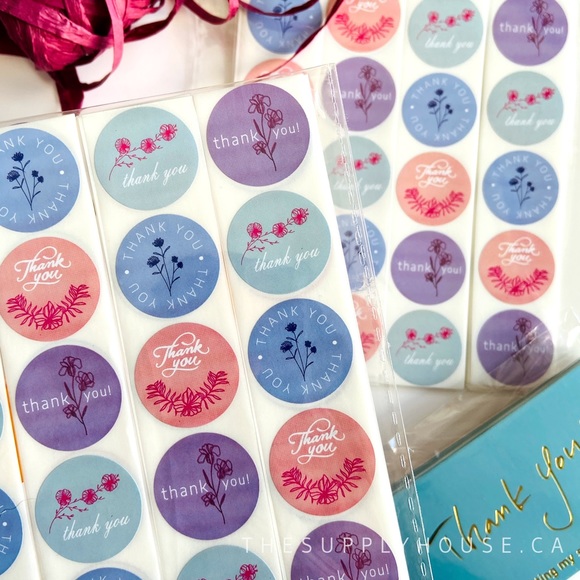 200pcs Thank a you Stickers Mixed Color Wildflower. Shipping Supplies - Picture 3 of 6